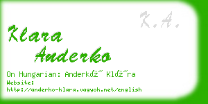 klara anderko business card